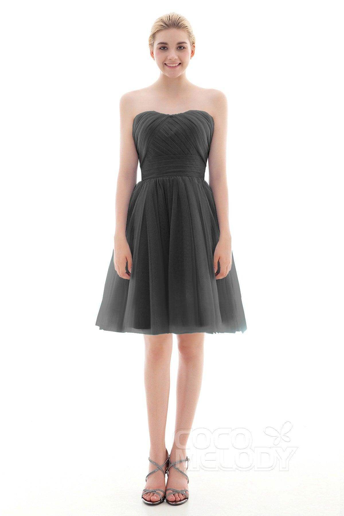 A-Line Short-Mini Tulle Bridesmaid Dress COLM16001 - COCOMELODY